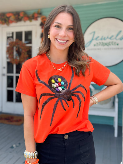 The Harry Sequin Spider Tee-Orange