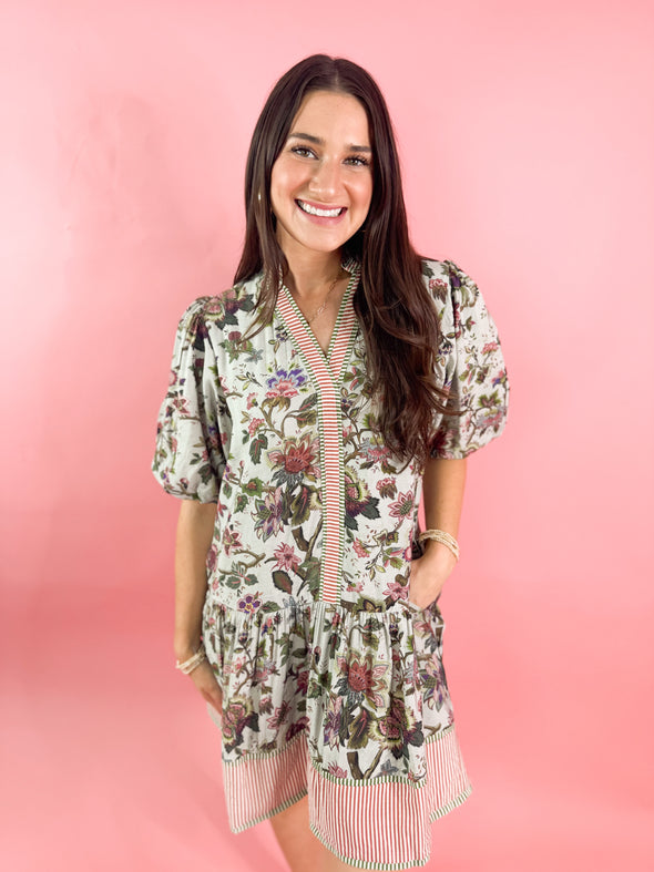 (THML) The Maddox Floral Dress-Cream
