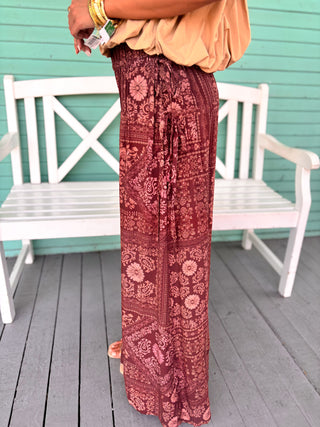 The Henly Printed Midi Skirt-Wine