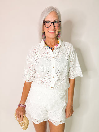 The Nora Eyelet Set-White