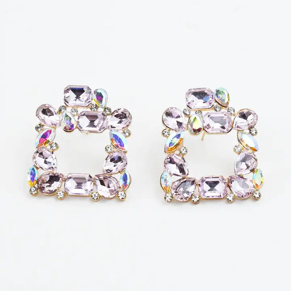 Feeling Glam Statement Earrings-Pink