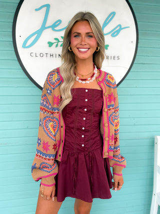 The Lesley Tie Strap Dress-Maroon