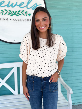 The Rhetta Dot Top-Ivory