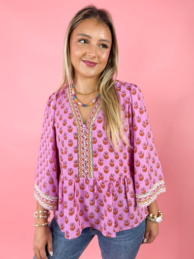 The Monroe Floral Top-Pink