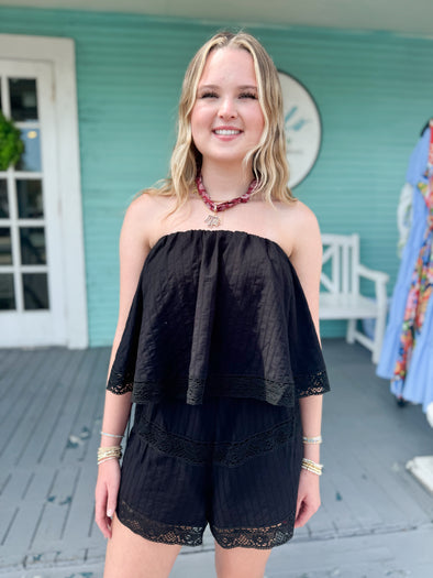 The Sam Strapless Romper-Black