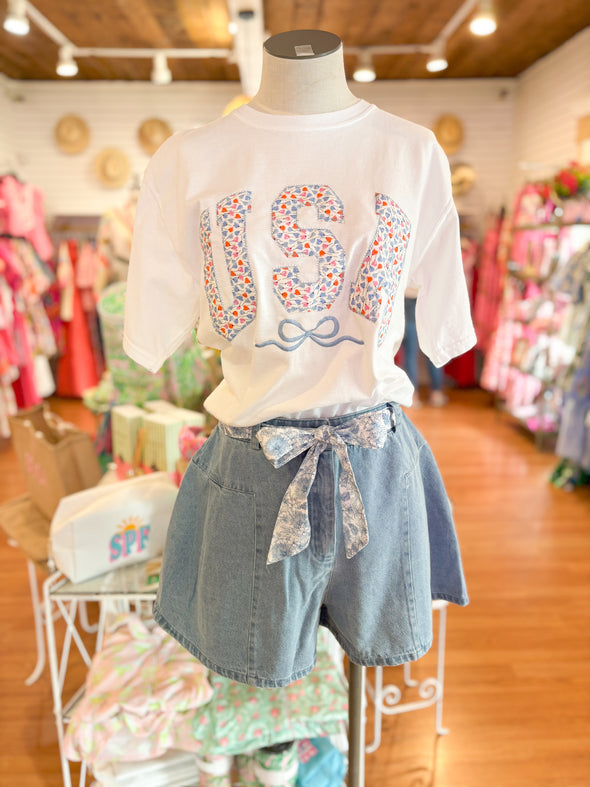 The Savannah Shorts with Sash-Denim