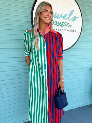 The Nina Ruffle Midi Dress-Multi