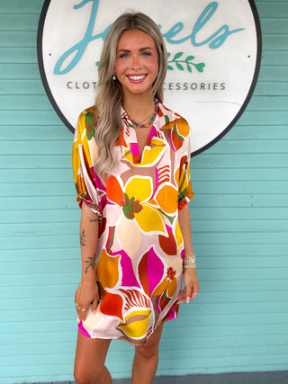 The Charlotte Floral Dress-Cream