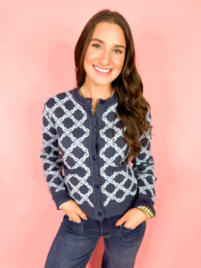 The Emily Floral Cardigan-Blue