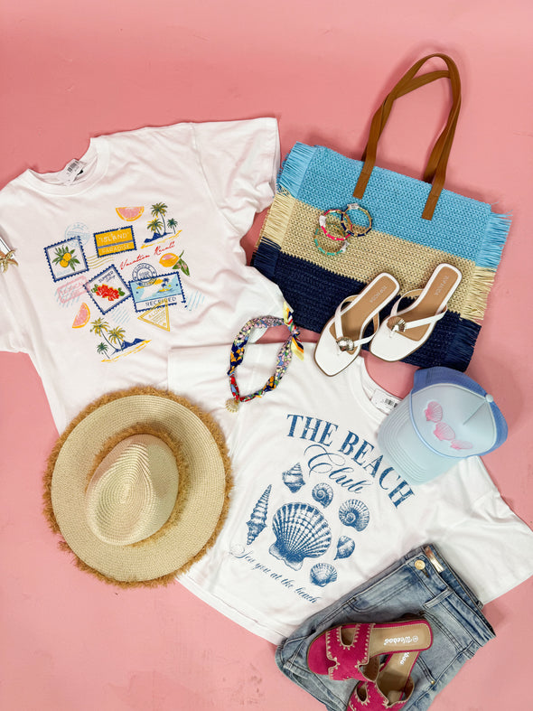 The Island Paradise Stamps Tee-White