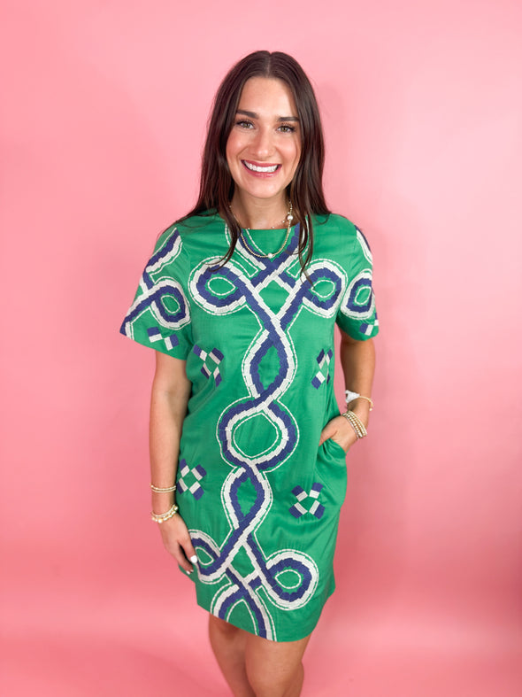 (THML) The Henry Embroidered Dress-Green
