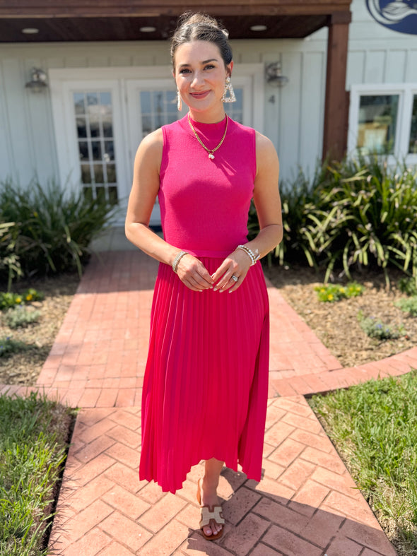 The Claire Multi Midi Dress-Pink