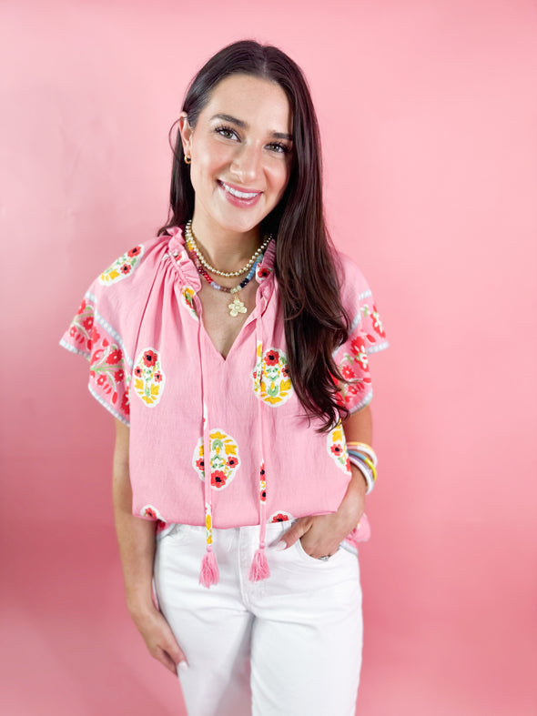 The Jessy Floral Top-Pink