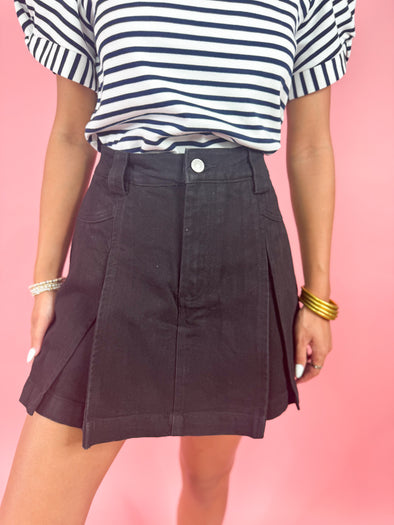 The Kyle Denim Skort-Black