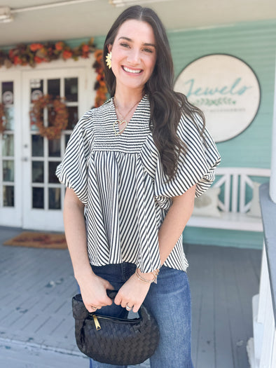 black stripe dolman sleeve top 