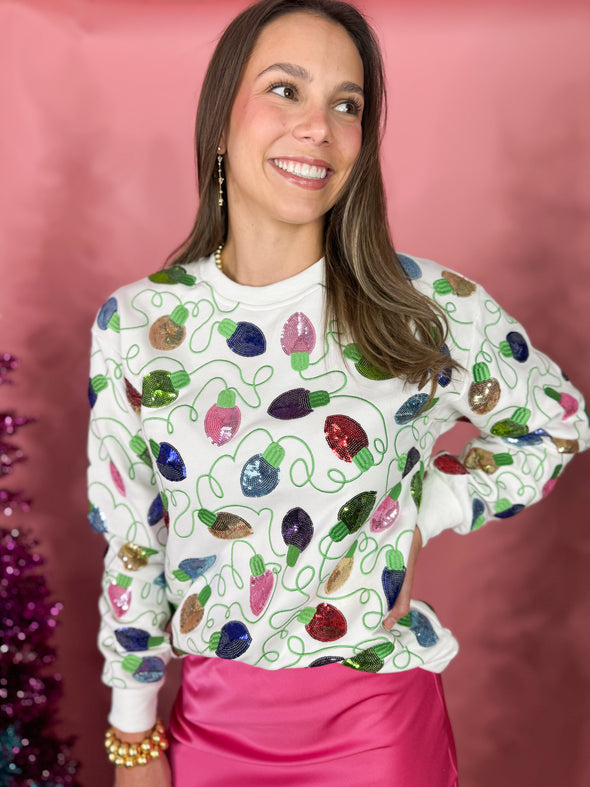The Christmas Lights Sweatshirt-White