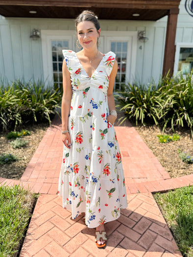 fruit print maxi dress