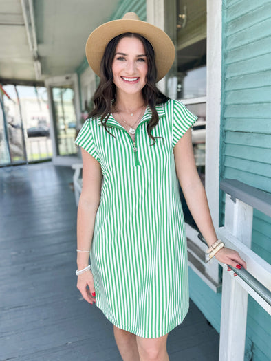The Sanibel Stripe Scuba Dress-Green