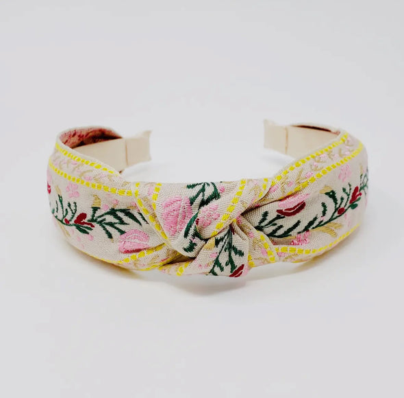 French Floral Headband-Pink