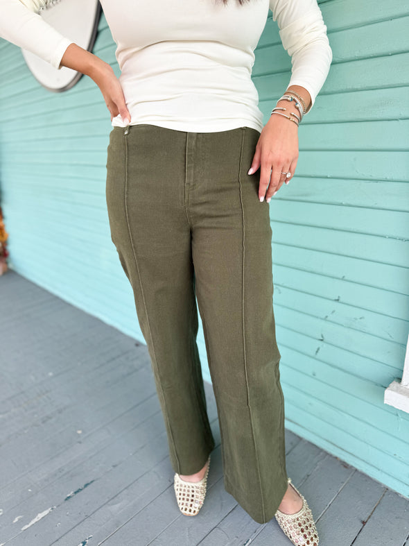 The Kendal Wide Leg Pant-Olive