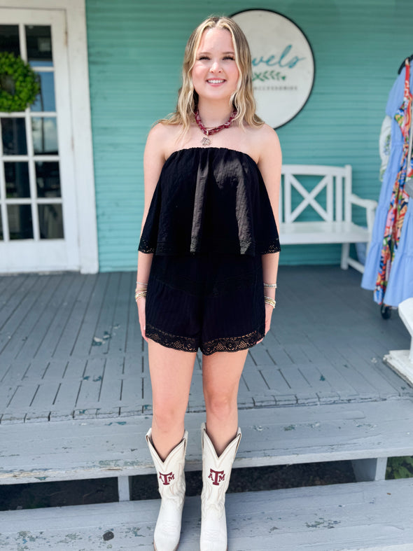 The Sam Strapless Romper-Black
