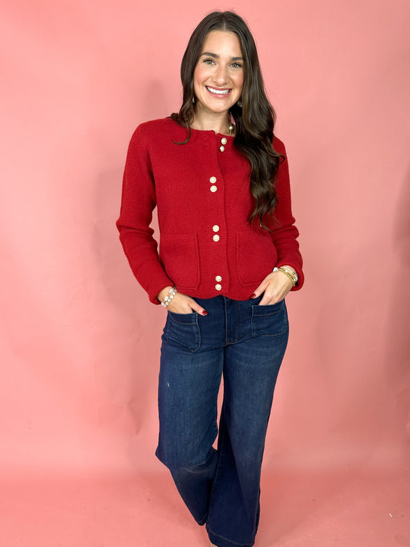 The Ruby Button Cardigan-Red