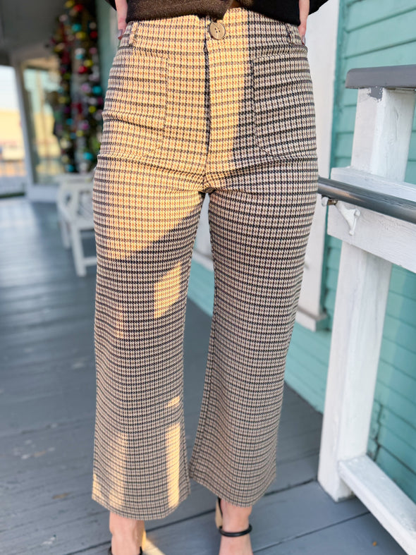 The Carol Houndstooth Pant-Brown
