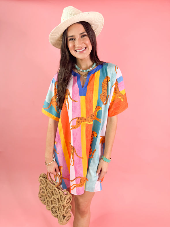 leopard and stripe kaftan