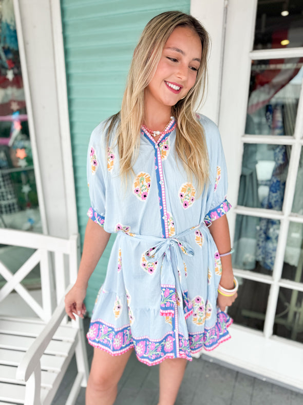 The Michael Floral Dress-Blue