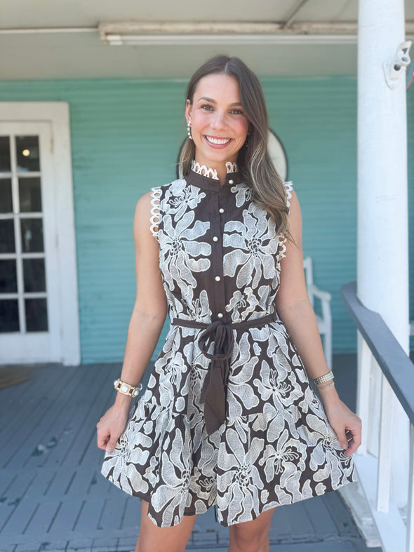 The Lisa Floral Dress-Brown