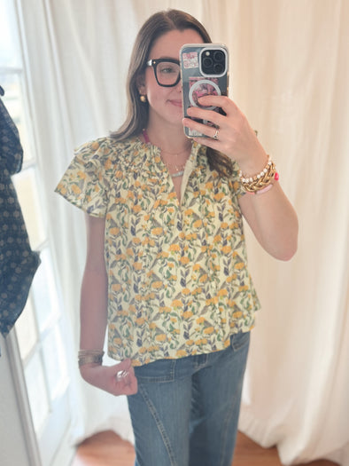 The Jace Floral Top-Yellow