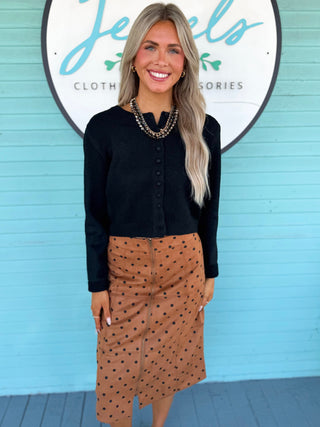 (THML) The Barb Polka Dot Suede Skirt-