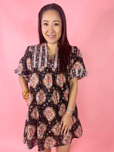 (THML) The Nia Puff Sleeve Dress-Black