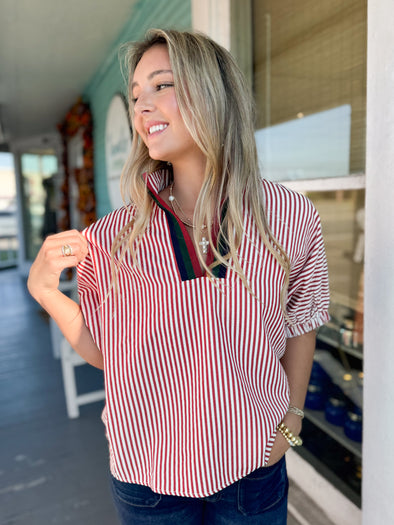 The Bennie Stripe Top-Brick