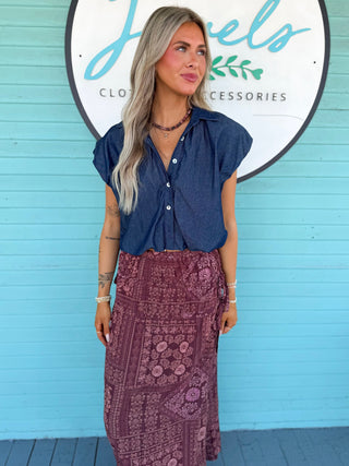 (THML) The Dezieree Bubble Top-Denim