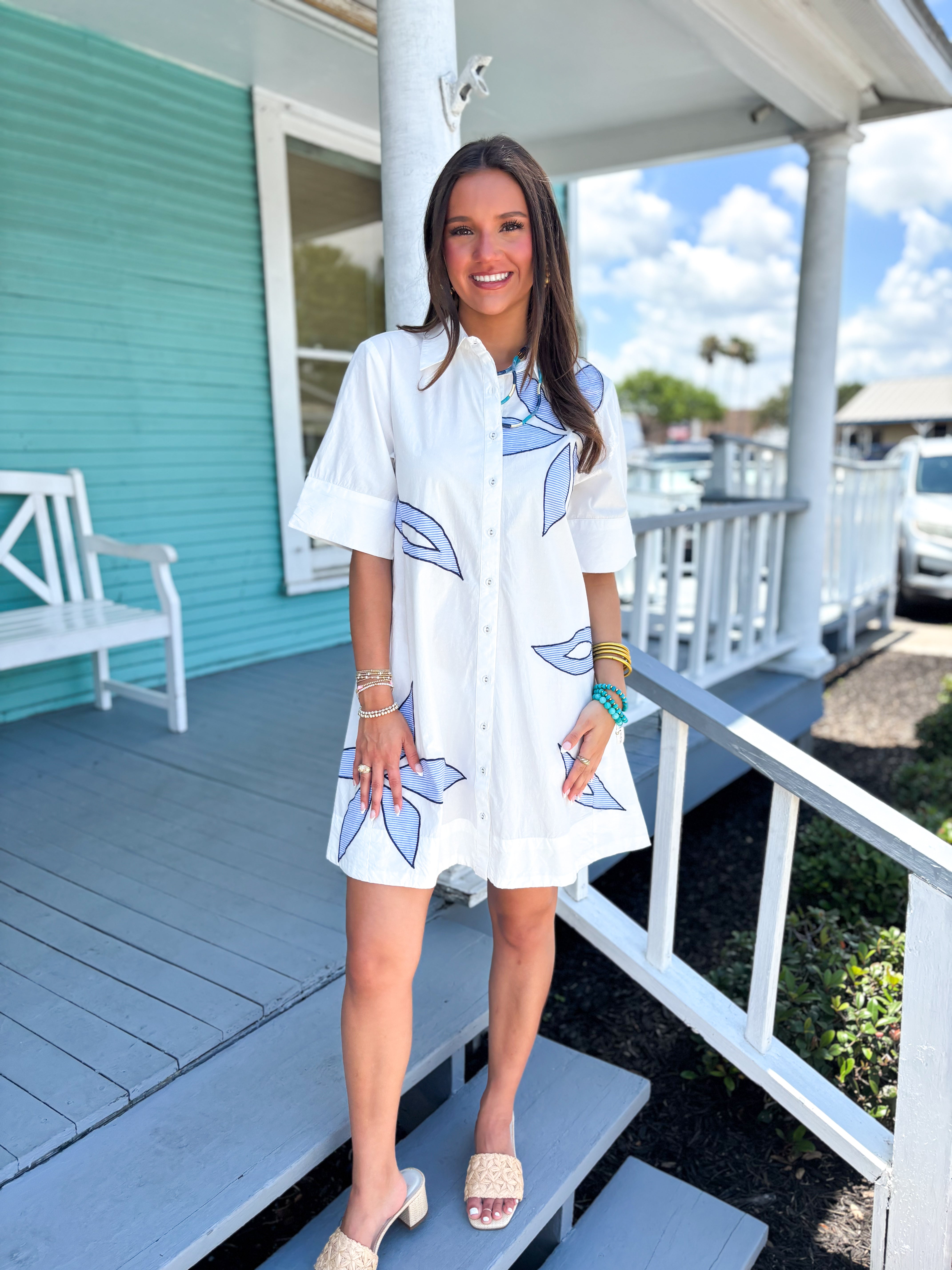 (THML) The Ricardo Floral Embroidered Dress-White