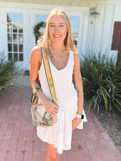 white textured dress