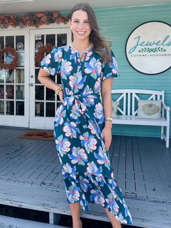 The Camila Floral Dress-Green
