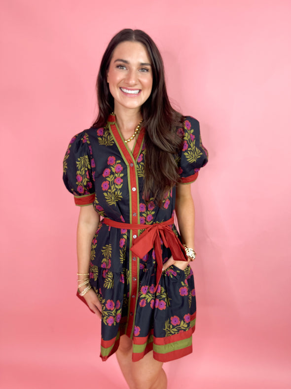 The Ellen Floral Dress-Black