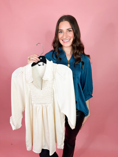 The Sadie Satin Collar Top