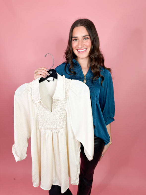 The Sadie Satin Collar Top