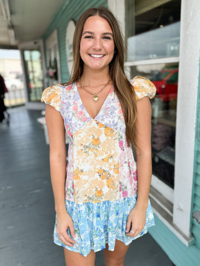 The Lola Patchwork Dress-Pink
