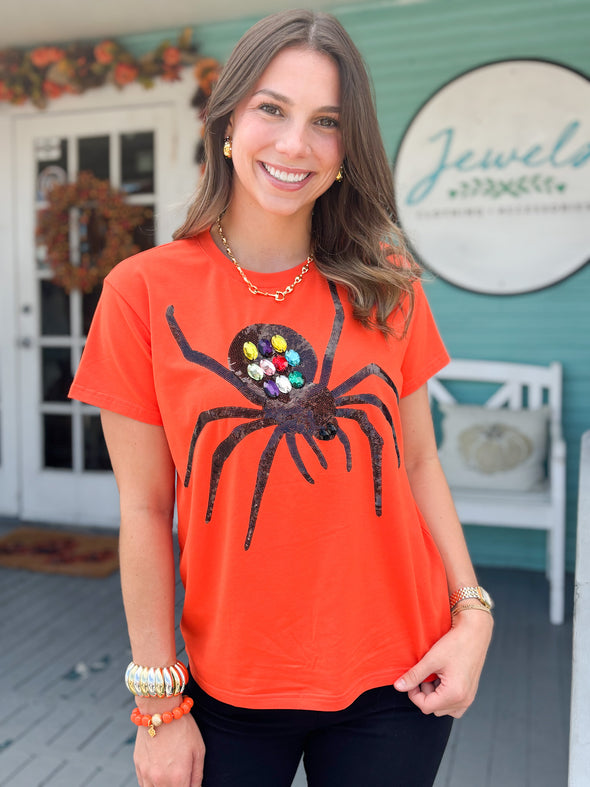 The Harry Sequin Spider Tee-Orange