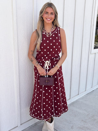 The Chelly Polka Dot 2 Piece Set-Maroon