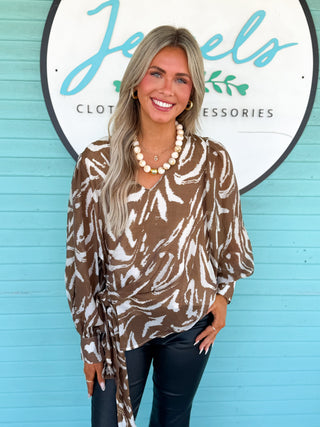 The Isle Zebra Top-Brown