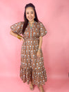 brown floral thml dress