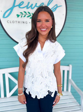 (THML) The Jenny Eyelet Top-White