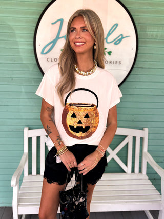 (QUEEN) The Glitter Candy Bucket Tee-White