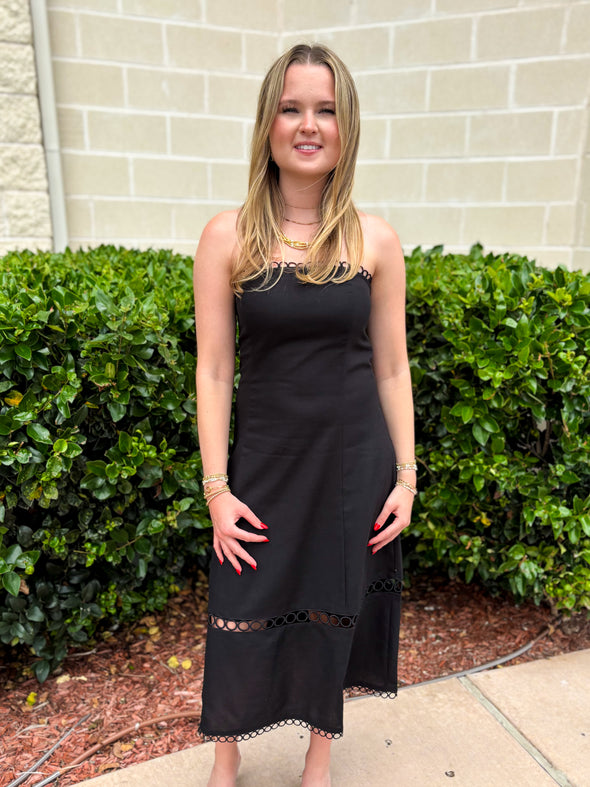 The Bellina Linen Strapless Dress-Black S