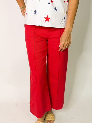 The Ferdinand Wide Leg Pant-Red